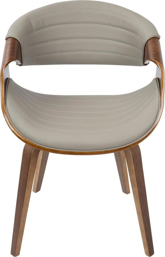 Lumisource Accent Chairs - Symphony Mid-Century Modern Dining/Accent Chair in Walnut Wood and Grey Faux Leather