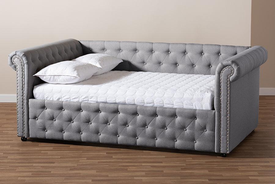 Wholesale Interiors Daybeds - Mabelle Modern and Contemporary Gray Fabric Upholstered Queen Size Daybed
