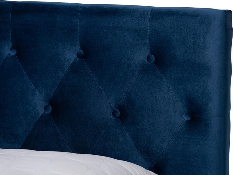 Wholesale Interiors Beds - Caronia Queen Storage Bed Navy Blue & Black