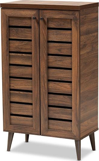Wholesale Interiors Shoe Storage - Salma Walnut Brown Finished Wood 2-Door Shoe Storage Cabinet