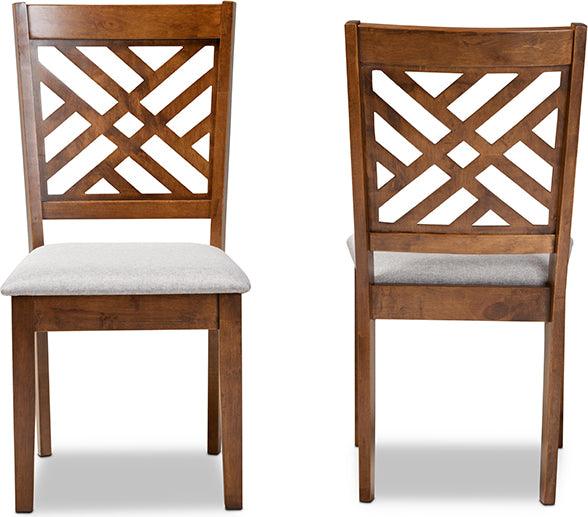 Wholesale Interiors Dining Chairs - Caron Contemporary Grey Fabric and Brown Finished Wood 2-Piece Dining Chair Set