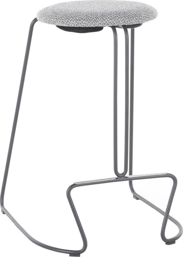 Lumisource Barstools - Finn Contemporary Counter Stool in Grey Steel and Charcoal Fabric - Set of 2