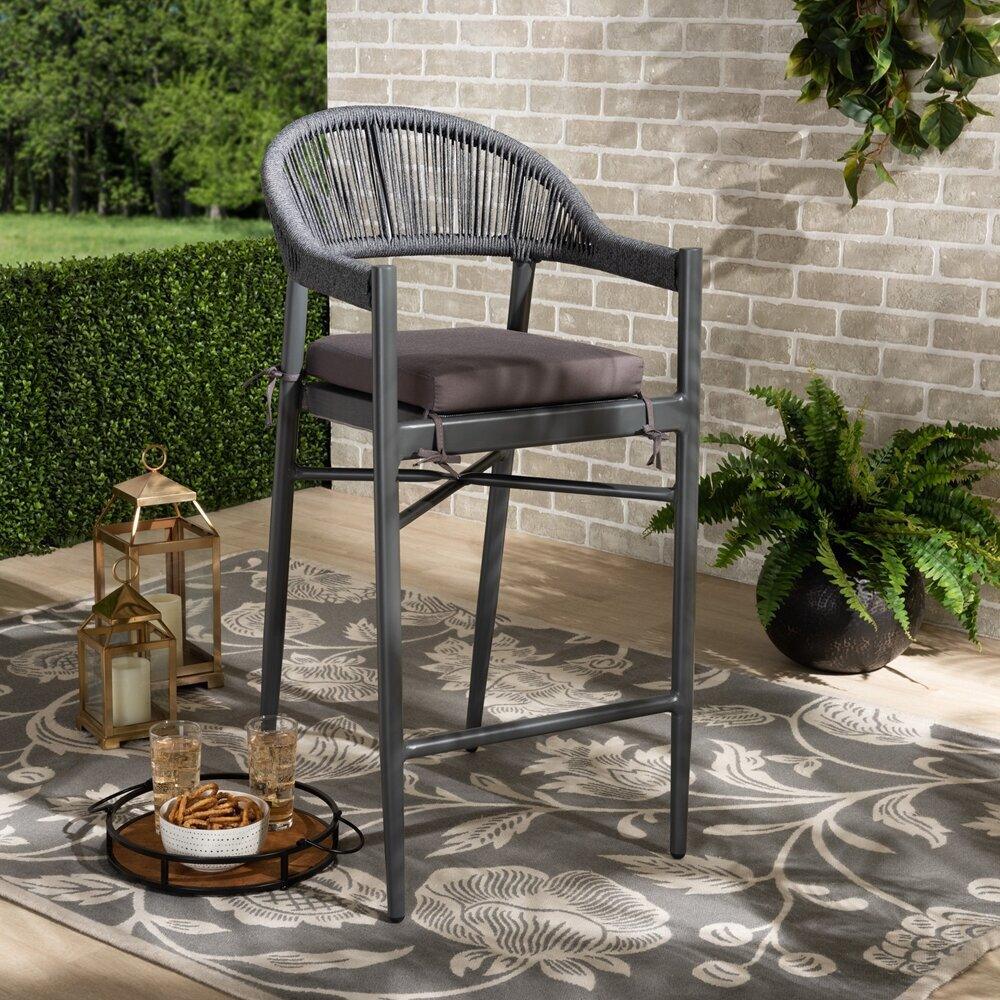 Wholesale Interiors Outdoor Barstools - Wendell Outdoor Bar Stool Gray