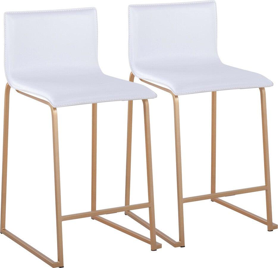 Lumisource Barstools - Mara 26" Counter Stool In Gold Metal & White Faux Leather (Set of 2)