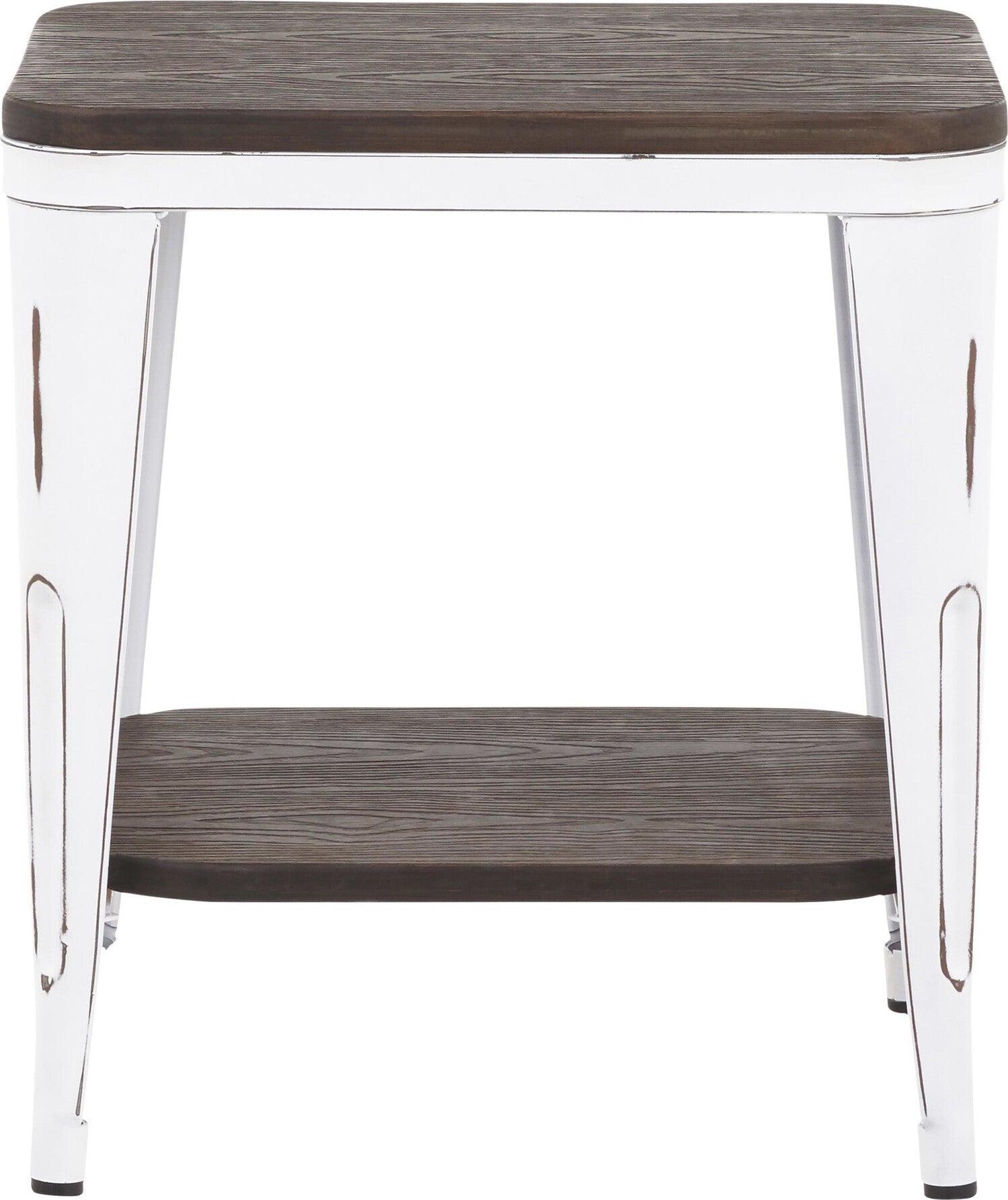 Lumisource Side & End Tables - Oregon End Table Vintage White & Espresso Bamboo