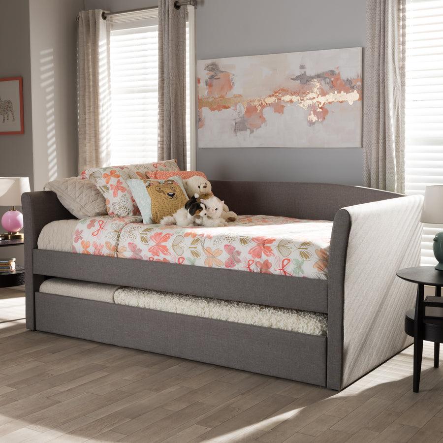 Wholesale Interiors Daybeds - Camino Modern and Contemporary Grey Fabric Upholstered Daybed with Guest Trundle Bed