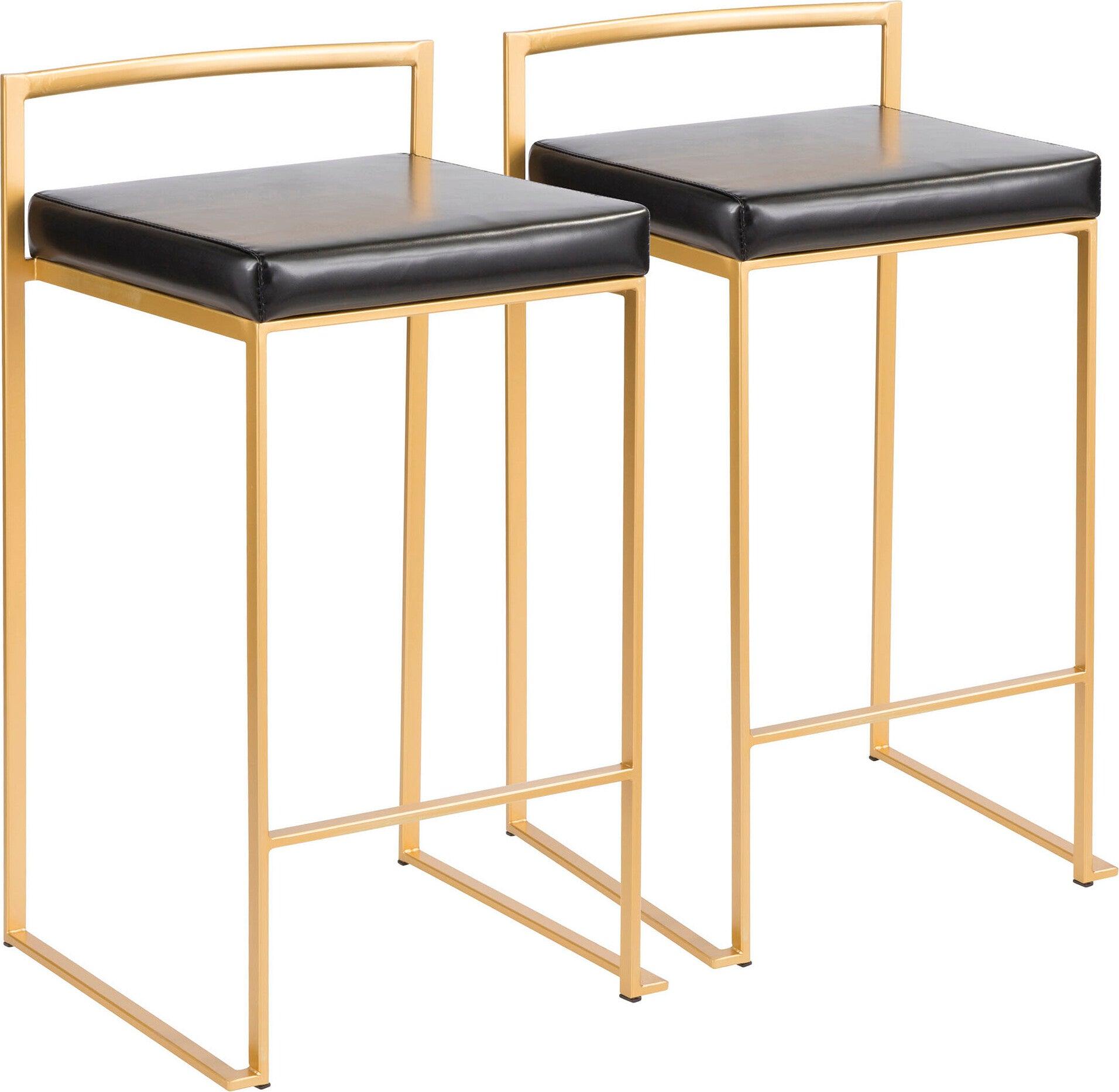 Lumisource Barstools - Fuji Stacker Counter Stool (Set of 2) Gold & Black