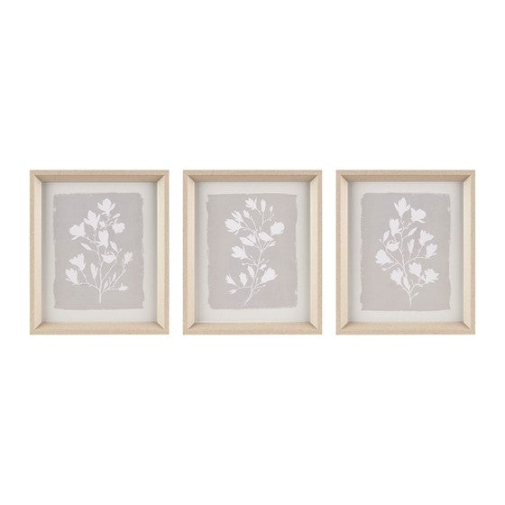 Olliix.com Wall Art - 3-piece Framed Glass Wall Art Set Beige