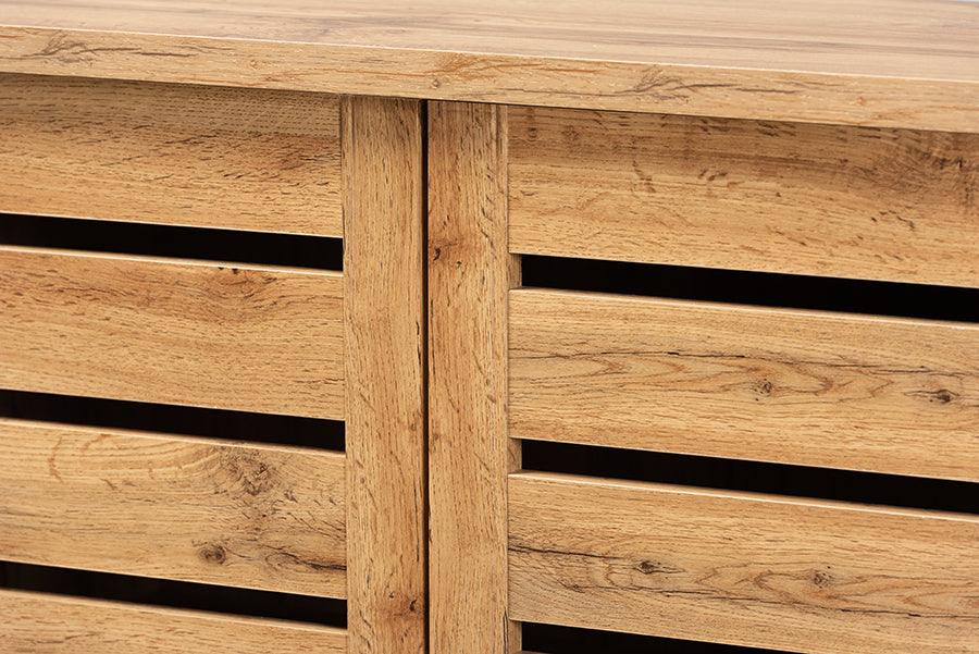 Wholesale Interiors Shoe Storage - Adalwin Oak Brown Finished Wood 2-Door Shoe Storage Cabinet