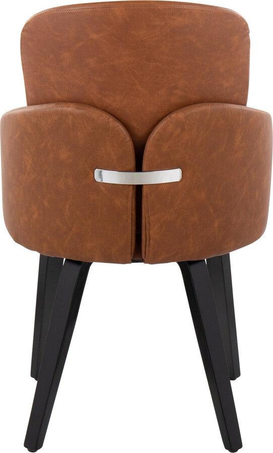 Lumisource Dining Chairs - Dahlia Contemporary Dining Chair In Black Wood & Camel Faux Leather With Chrome Accent (Set of 2)