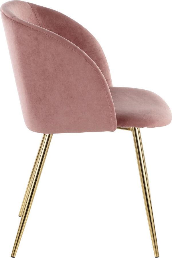 Lumisource Dining Chairs - Fran Contemporary Chair in Gold Metal and Pink Velvet - Set of 2