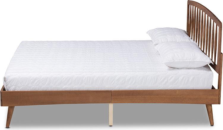 Wholesale Interiors Beds - Paton Mid-Century Modern Walnut Brown Finished Wood King Size Platform Bed