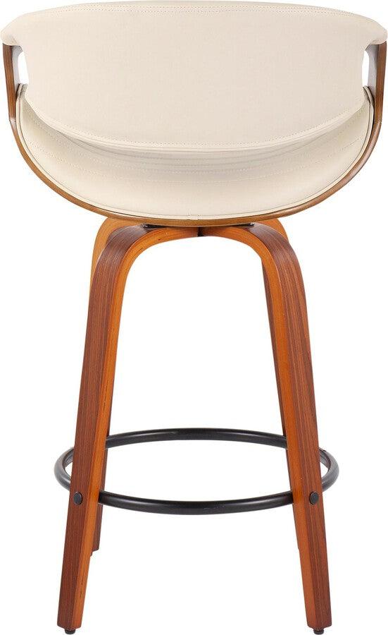 Lumisource Barstools - Symphony Counter Stool In Walnut & Cream Faux Leather (Set of 2)