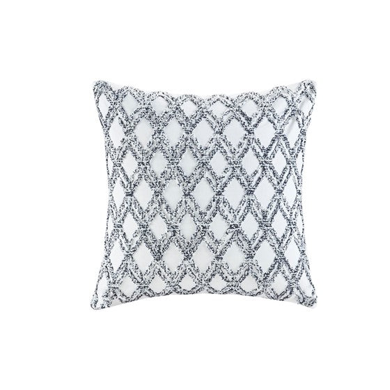 Olliix.com Pillows & Throws - Cotton Embroidered Square Pillow Navy