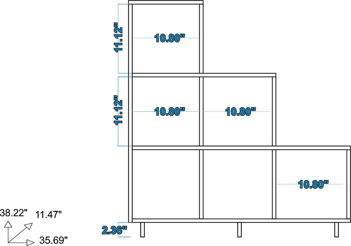 Manhattan Comfort Shelves - Sophisticated Cascavel Stair Cubby with 6 Cube Shelves in White