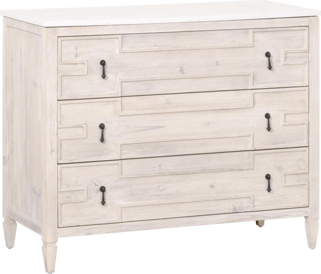 Essentials For Living Buffets & Cabinets - Emerie Entry Cabinet White Wash Pine, White Quartz