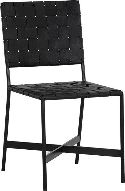 SUNPAN Dining Chairs - Omari Dining Chair - Black - Black Leather (Set of 2)
