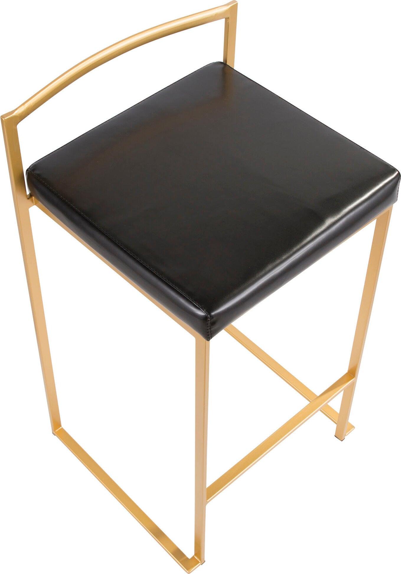 Lumisource Barstools - Fuji Stacker Counter Stool (Set of 2) Gold & Black