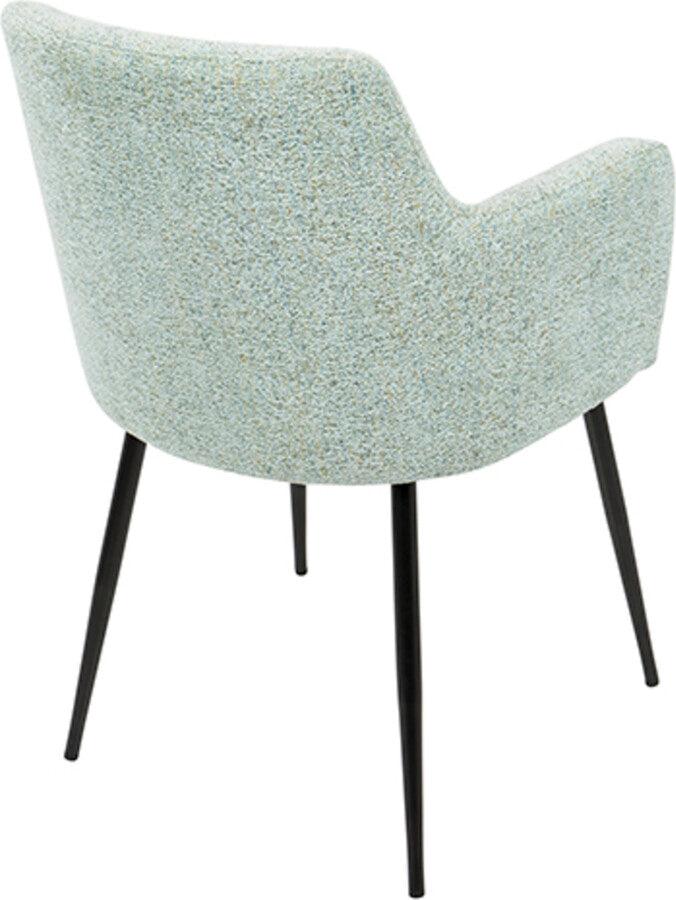 Lumisource Dining Chairs - Andrew Contemporary Dining/Accent Chair in Black with Seafoam Green Fabric - Set of 2