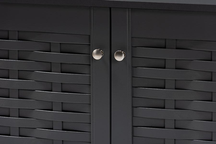 Wholesale Interiors Shoe Storage - Winda Modern and Contemporary Dark Gray 2-Door Wooden Entryway Shoe Storage Cabinet