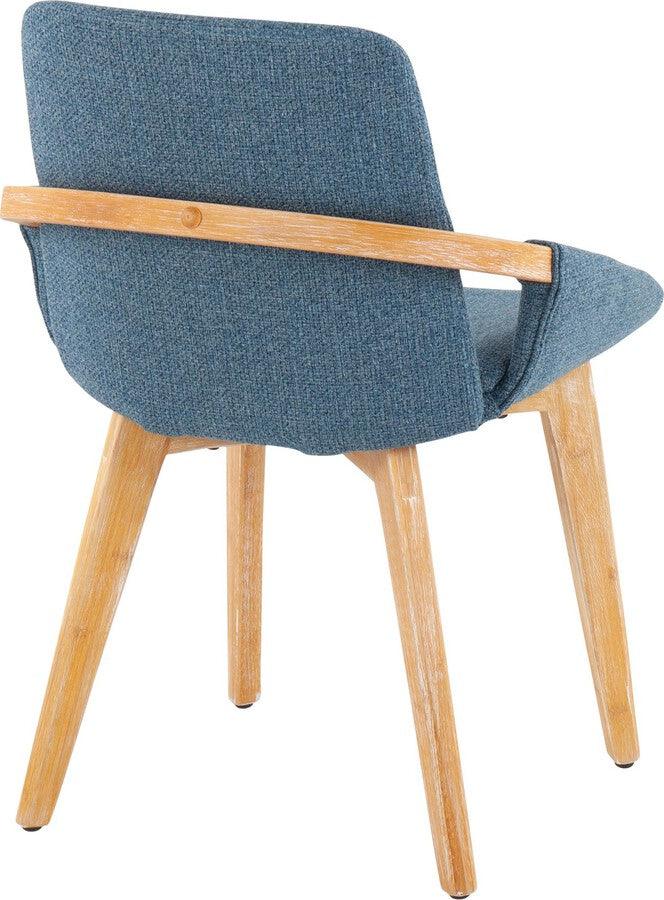Lumisource Accent Chairs - Cosmo Mid-Century Chair In Natural Bamboo & Blue Fabric