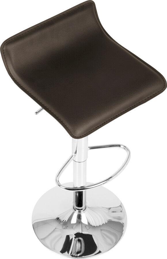 Lumisource Barstools - Ale Contemporary Adjustable Barstool in Brown PU Leather - Set of 2