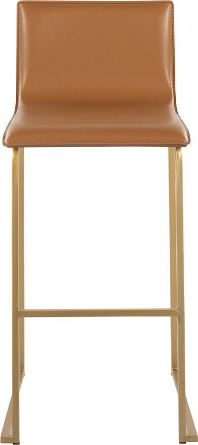 Lumisource Barstools - Mara Barstool In Gold Steel & Camel Faux Leather (Set of 2)
