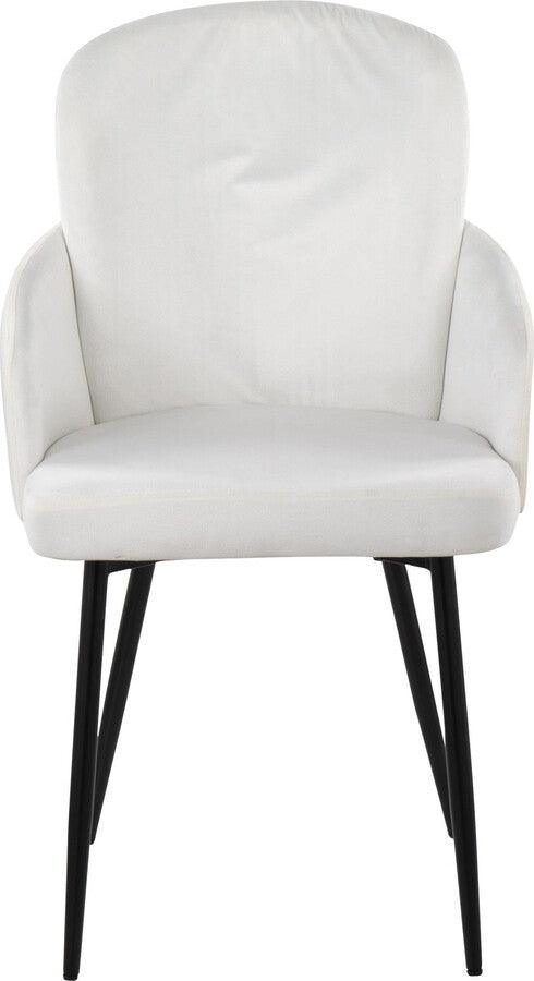 Lumisource Dining Chairs - Dahlia Contemporary Dining Chair In Black Metal & Cream Velvet With Gold Accent (Set of 2)