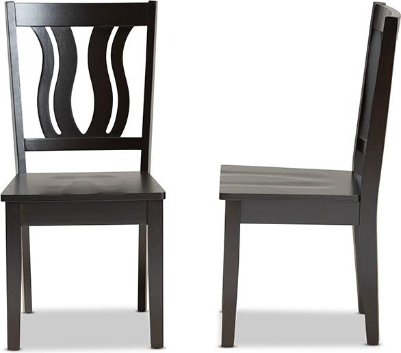 Wholesale Interiors Dining Chairs - Fenton Contemporary Transitional Dark Brown Wood 2-Piece Dining Chair Set