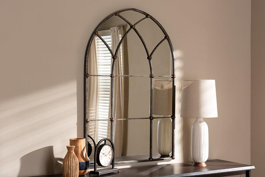 Wholesale Interiors Mirrors - Tova Vintage Farmhouse Antique Silver Finished Arched Window Accent Wall Mirror