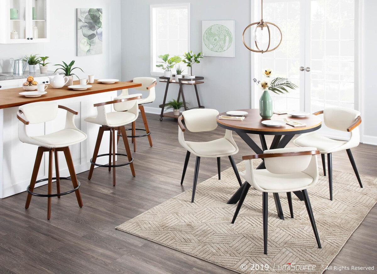 Lumisource Accent Chairs - Oracle Chair 29" Cream PU & Walnut Bamboo
