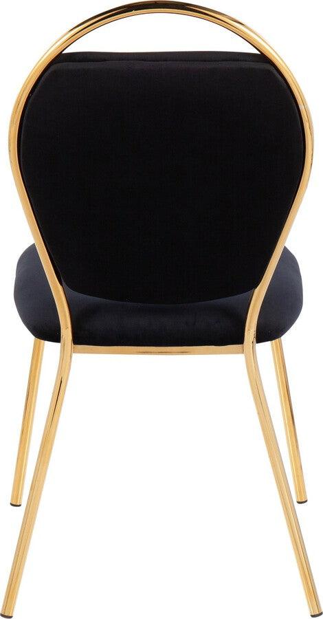 Lumisource Dining Chairs - Keyhole Contemporary/Glam Dining Chair In Gold Metal & Black Velvet (Set of 2)