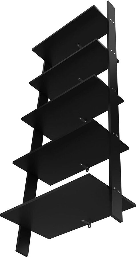 Manhattan Comfort Bookcases & Display Units - Cooper 5-Shelf Floating Ladder Bookcase in Black