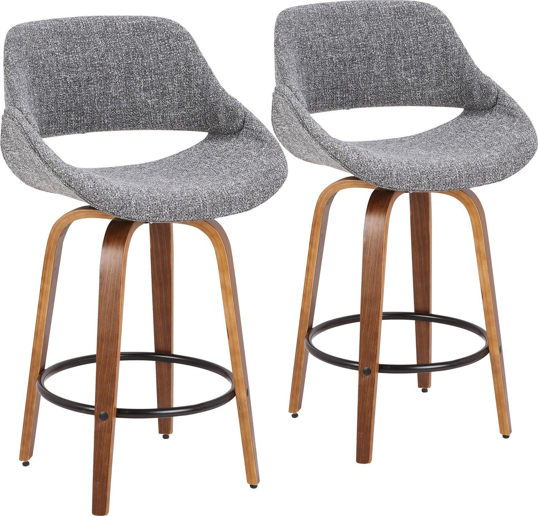 Lumisource Barstools - Fabrico Counter Stool Walnut & Gray (Set of 2)