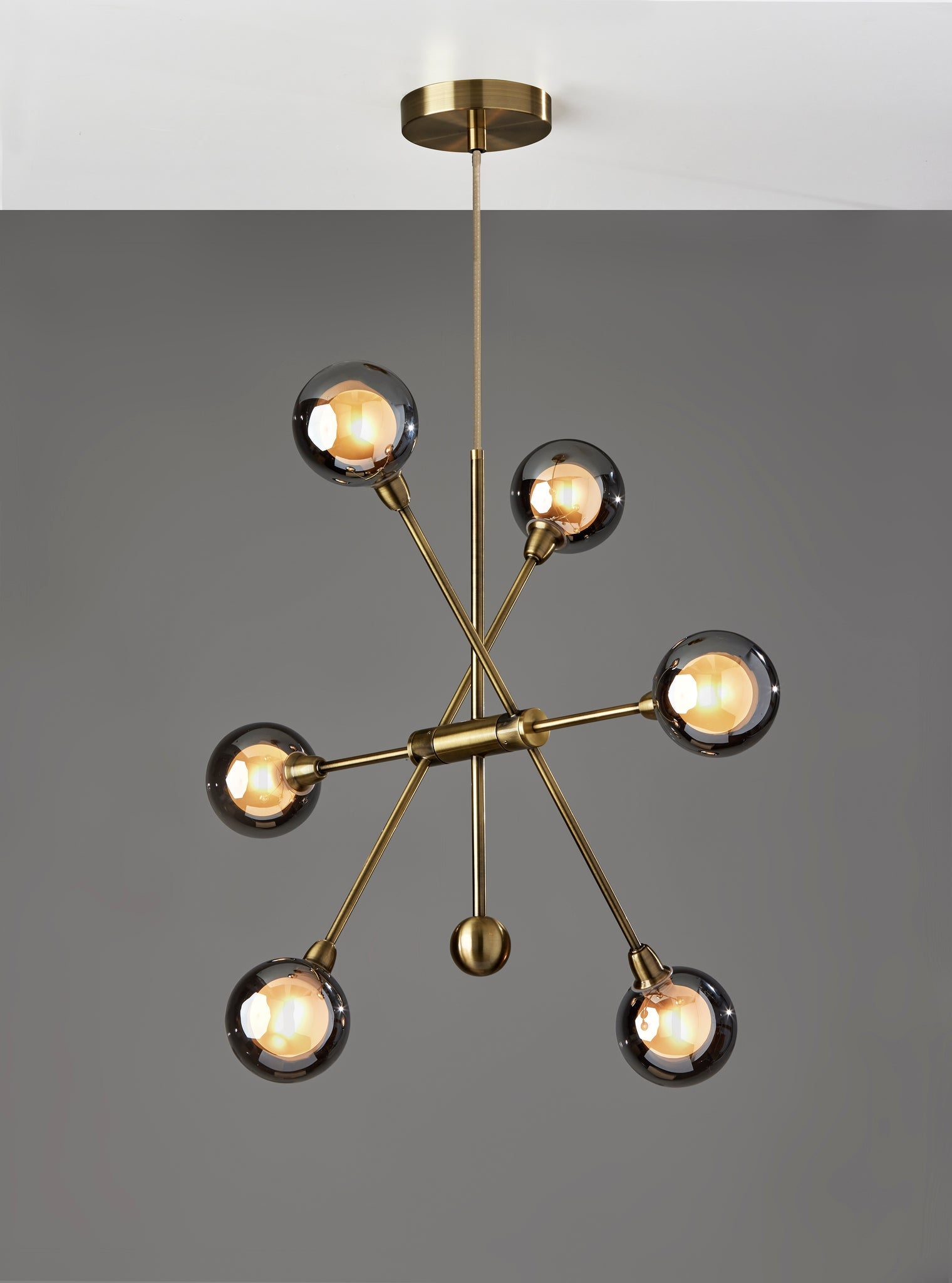 Adesso Ceiling Lamps - Starling LED 6 Light Chandelier Antique Brass