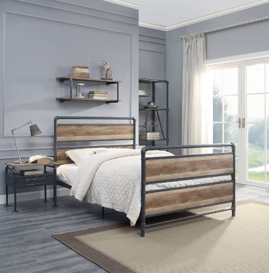 ACME Furniture Beds - ACME Brantley Full Bed, Antique Oak & Sandy Gray Finish