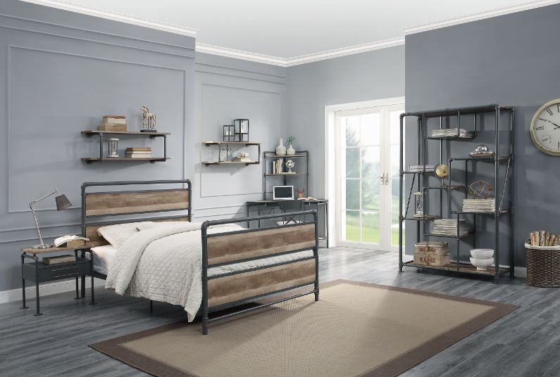 ACME Furniture Beds - ACME Brantley Full Bed, Antique Oak & Sandy Gray Finish