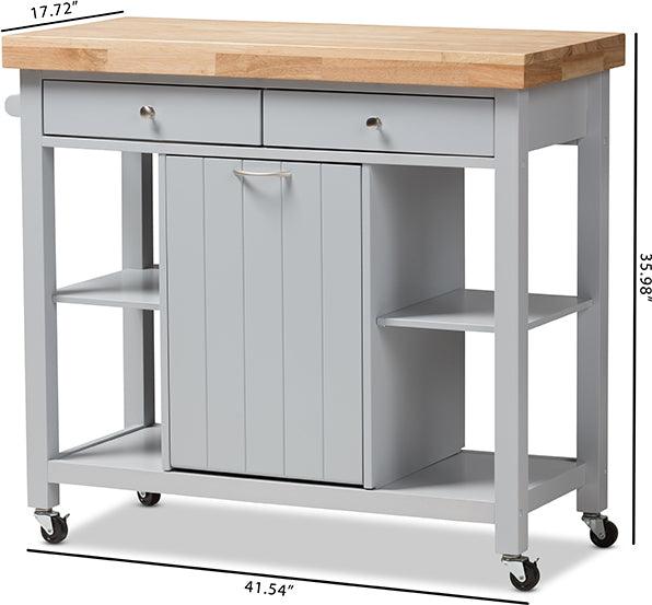 Wholesale Interiors Kitchen & Bar Carts - Hayward Coastal and Farmhouse Light Grey Wood Kitchen Cart