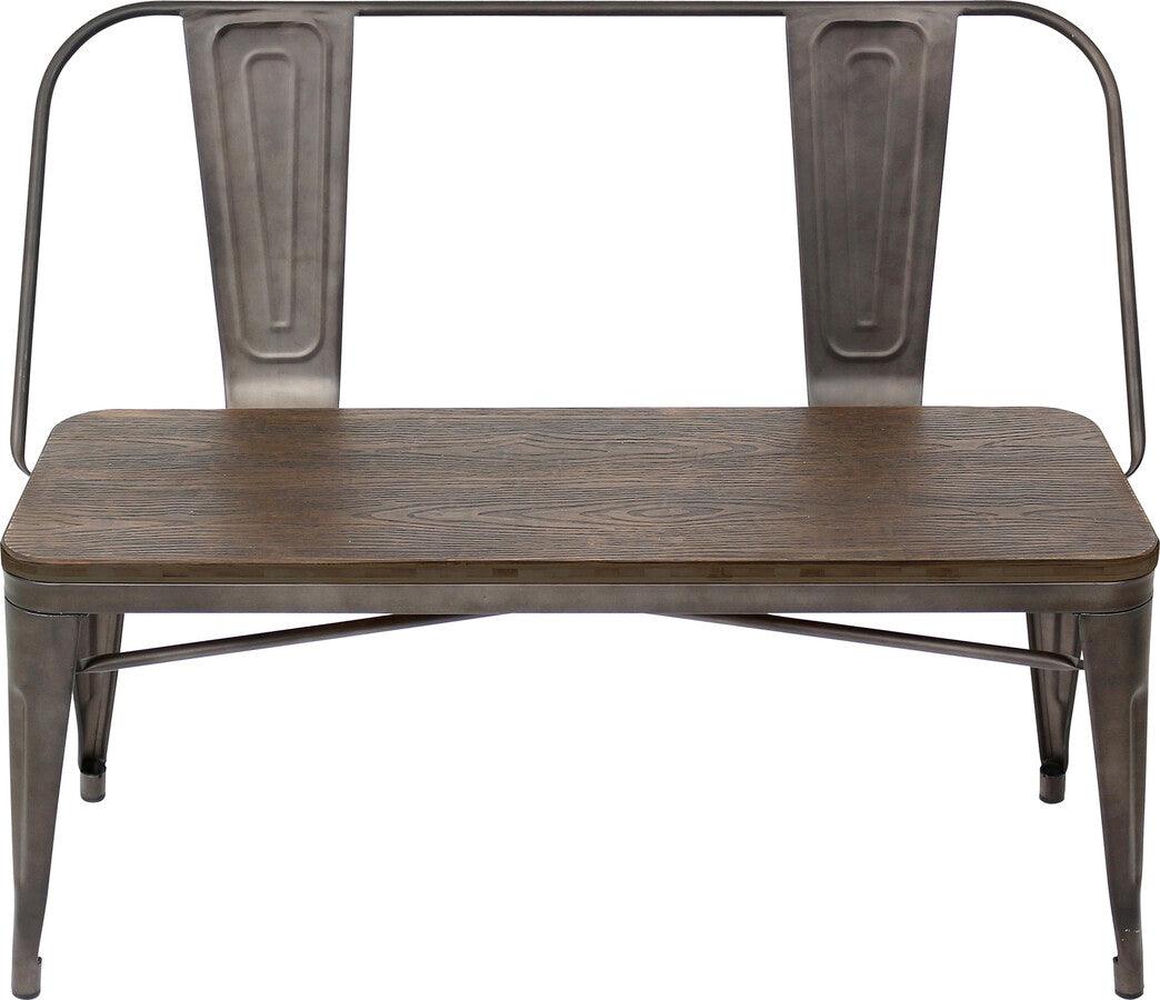 Lumisource Benches - Oregon Industrial-Farmhouse Bench in Antique and Espresso