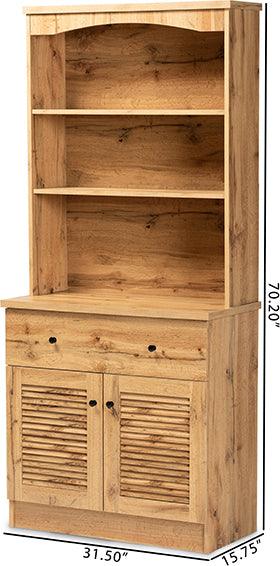 Wholesale Interiors Kitchen Storage & Organization - Agni Oak Brown Finished Wood Buffet and Hutch Kitchen Cabinet
