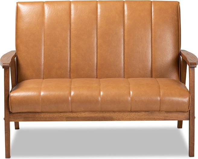 Wholesale Interiors Loveseats - Nikko Faux Leather Loveseat Tan