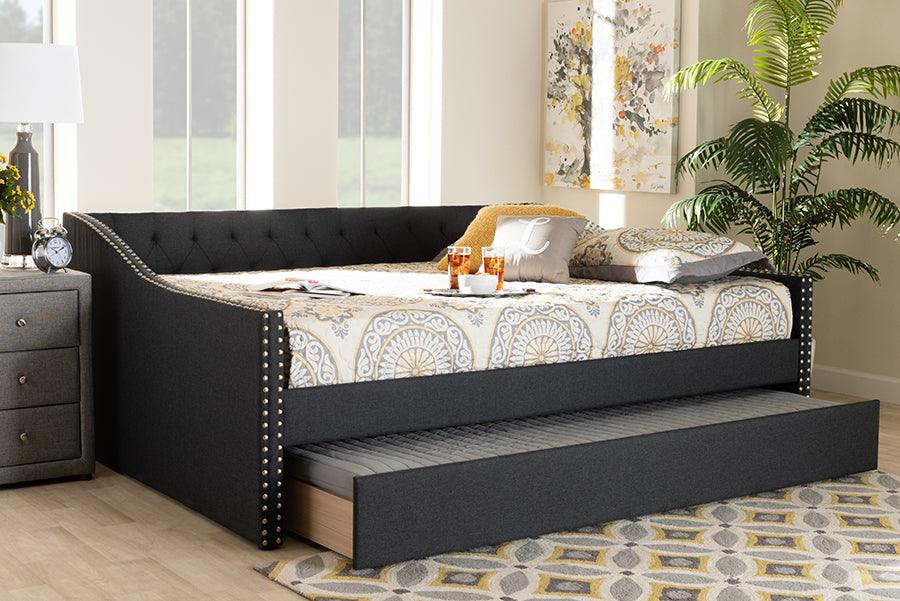 Wholesale Interiors Daybeds - Haylie Dark Grey Full Size Daybed with Roll-Out Trundle Bed