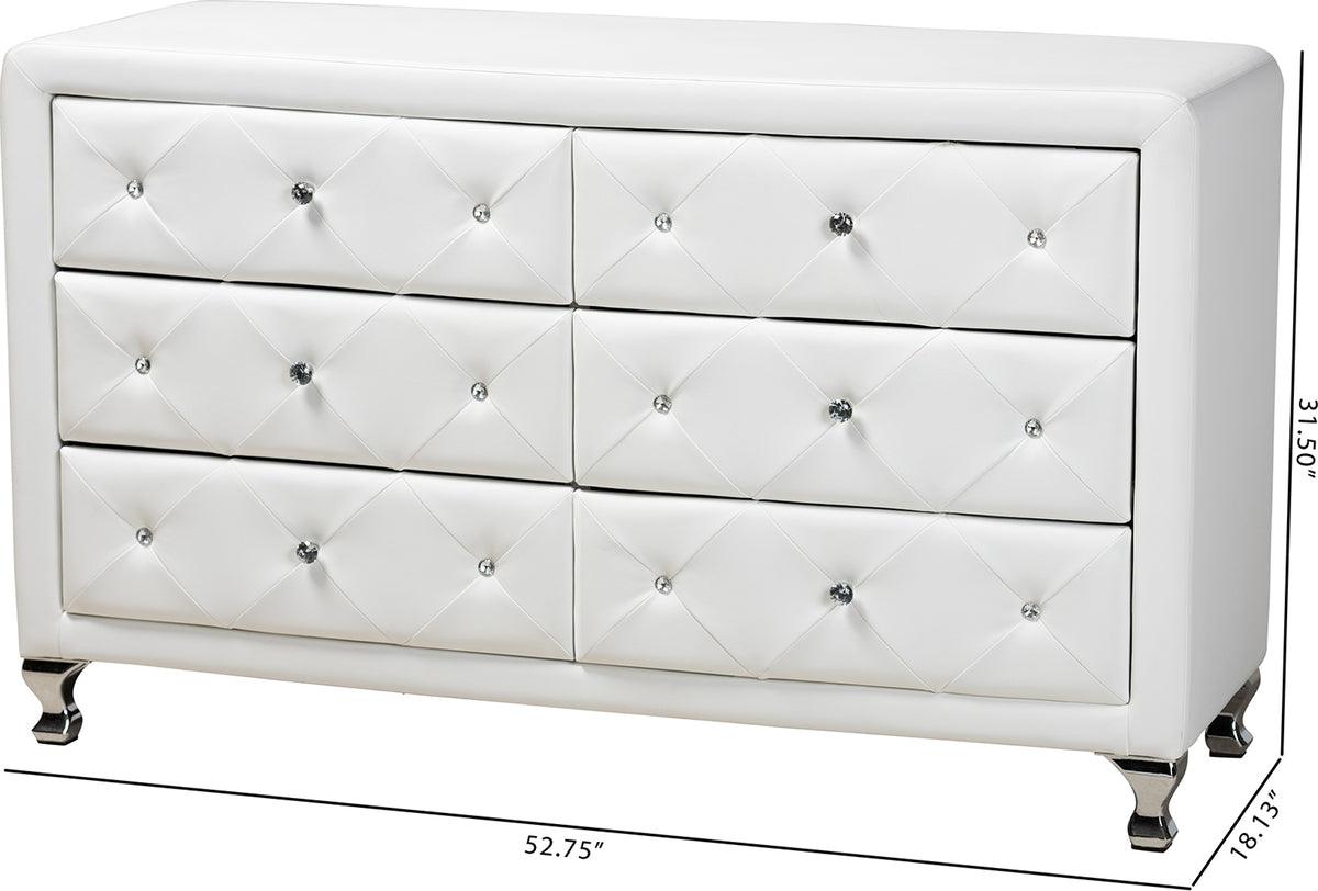 Wholesale Interiors Dressers - Luminescence White Faux Leather Upholstered Dresser