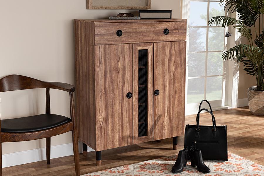 Wholesale Interiors Shoe Storage - Valina Modern and Contemporary 2-Door Wood Entryway Shoe Storage Cabinet with Drawer