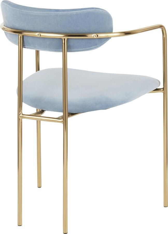 Lumisource Dining Chairs - Demi Contemporary Chair in Gold Metal and Light Blue Velvet - Set of 2