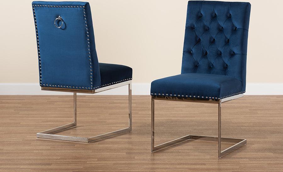 Navy and silver chair clearance