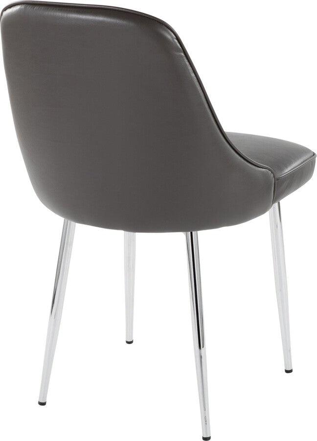 Lumisource Dining Chairs - Marcel Contemporary Dining Chair With Chrome Frame & Grey Faux Leather (Set of 2)