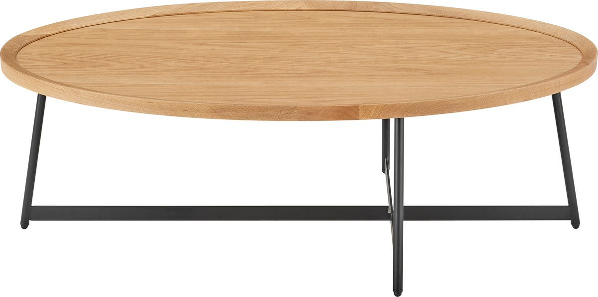Euro Style Coffee Tables - Niklaus 47" Oval Coffee Table in Oak and Black Base
