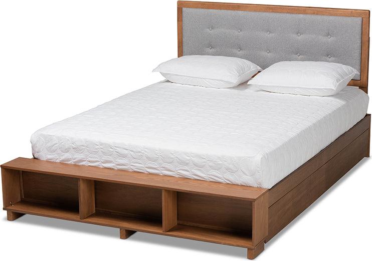 Wholesale Interiors Beds - Cosma Queen Storage Bed Light Gray & Ash Walnut