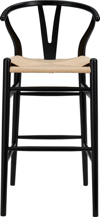 Euro Style Barstools - Evelina-B Bar Stool in Black Frame and Natural Seat